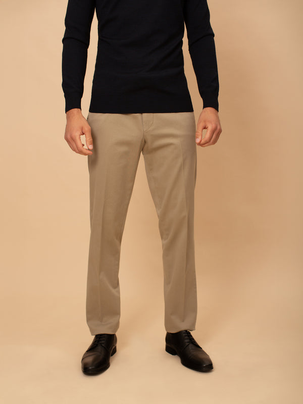 William David Cotton Stretch Chino-Taupe
