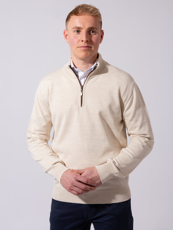 William David Merino Blend Contrast Collar Quarter Zip