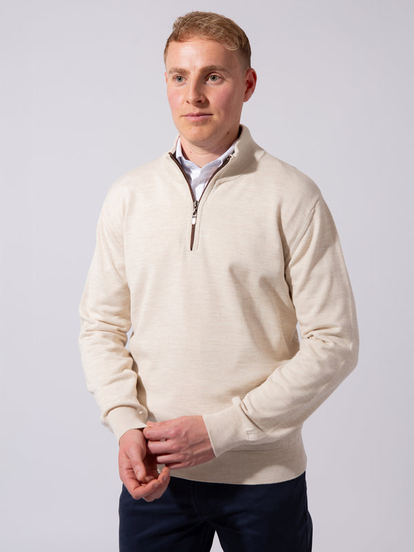 William David Merino Blend Contrast Collar Quarter Zip