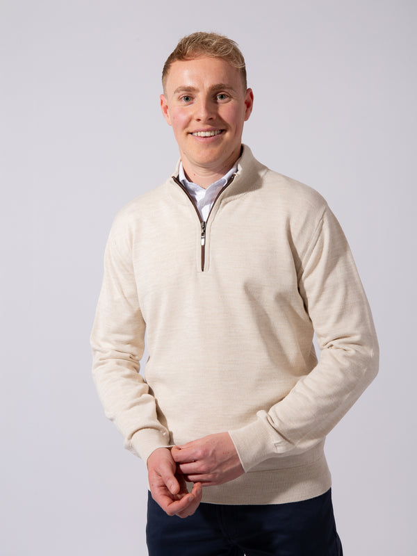 William David Merino Blend Contrast Collar Quarter Zip