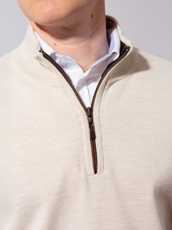 William David Merino Blend Contrast Collar Quarter Zip