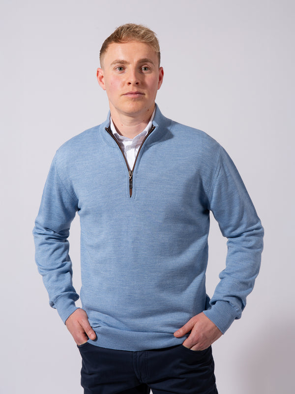 William David Merino Blend Contrast Collar Quarter Zip