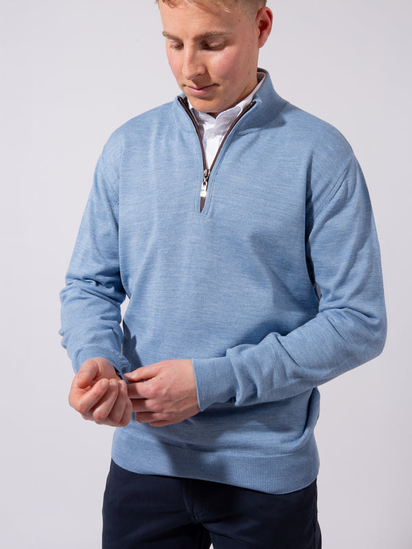 William David Merino Blend Contrast Collar Quarter Zip