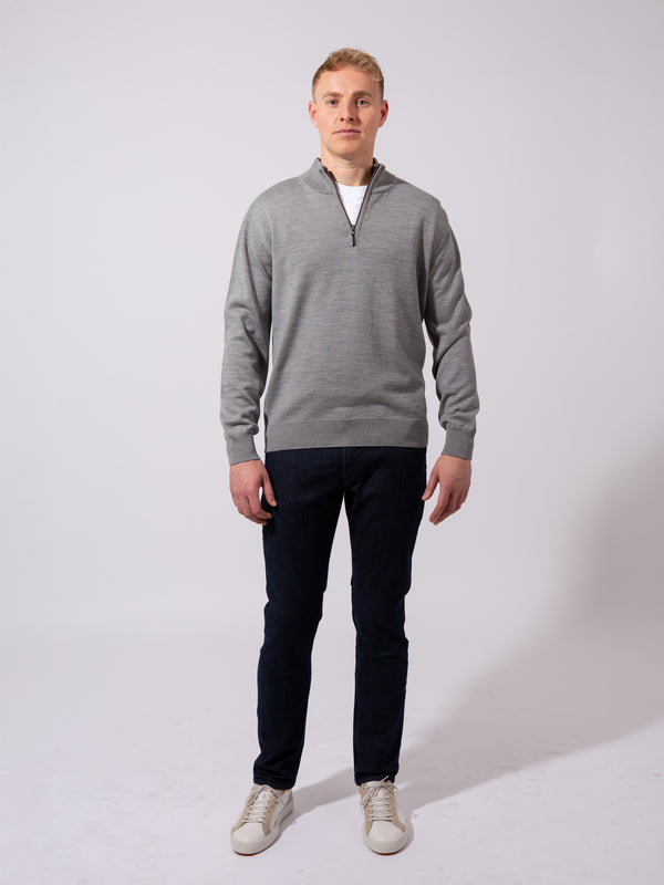 William David Merino Blend Contrast Collar Quarter Zip