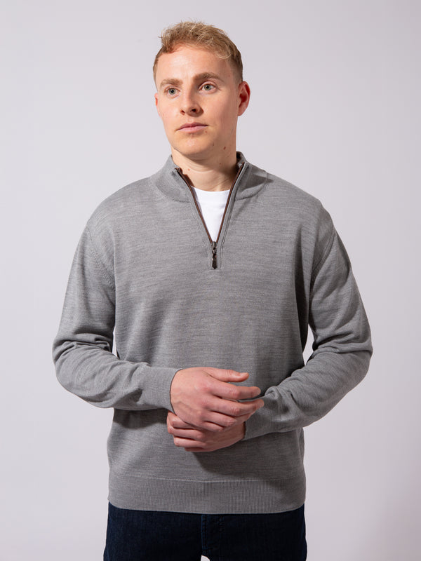 William David Merino Blend Contrast Collar Quarter Zip