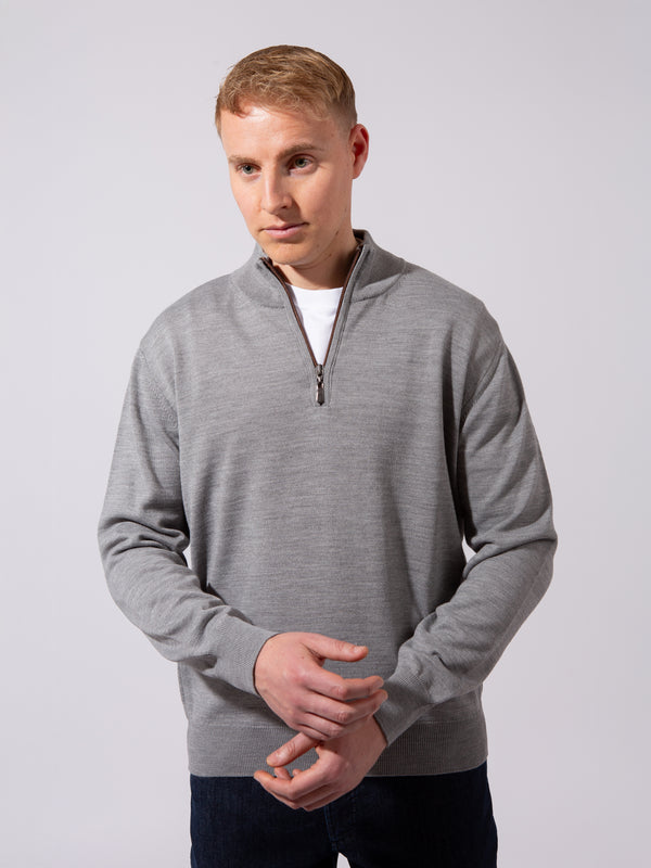 William David Merino Blend Contrast Collar Quarter Zip