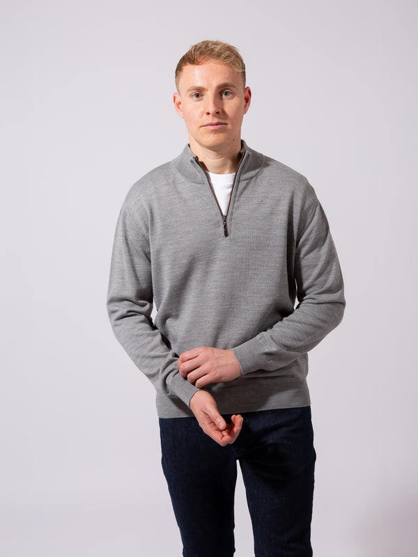 William David Merino Blend Contrast Collar Quarter Zip