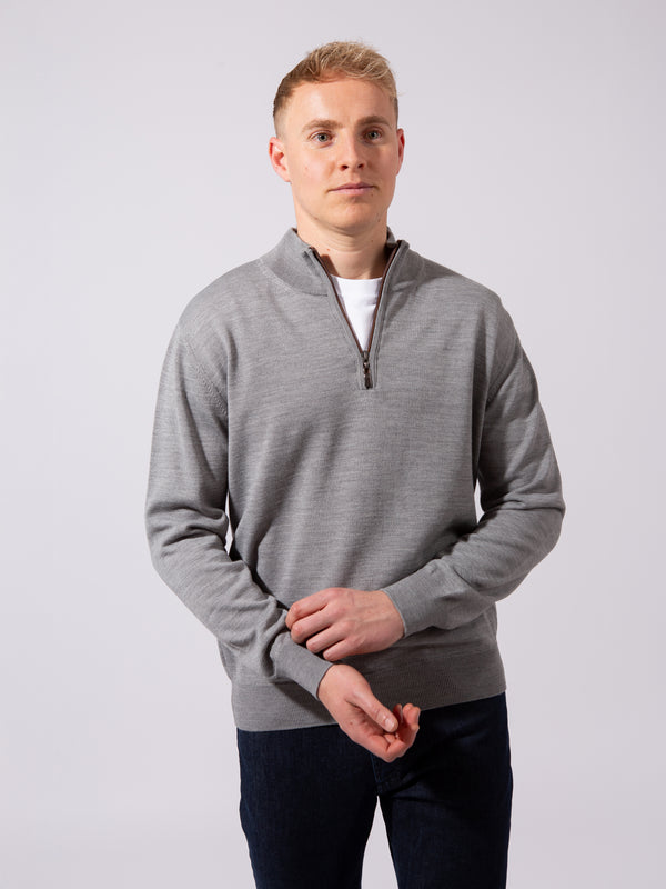 William David Merino Blend Contrast Collar Quarter Zip