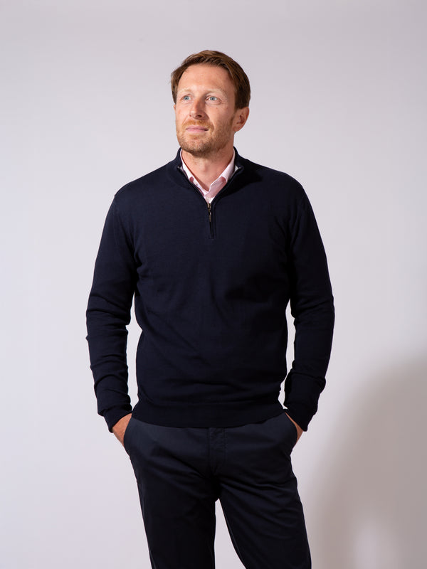 Golding Contrast Collar Cotton Quarter Zip