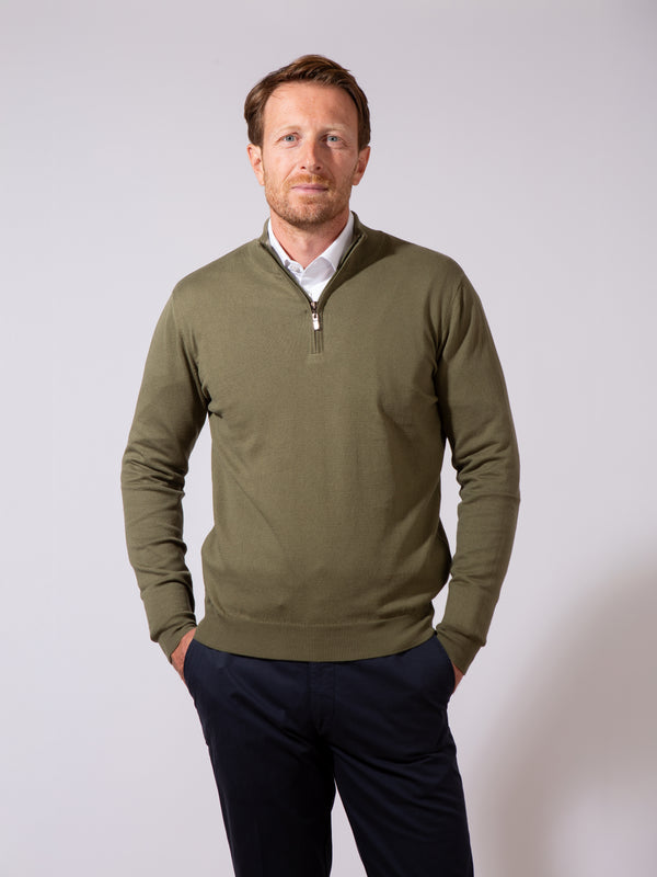 Golding Contrast Collar Cotton Quarter Zip