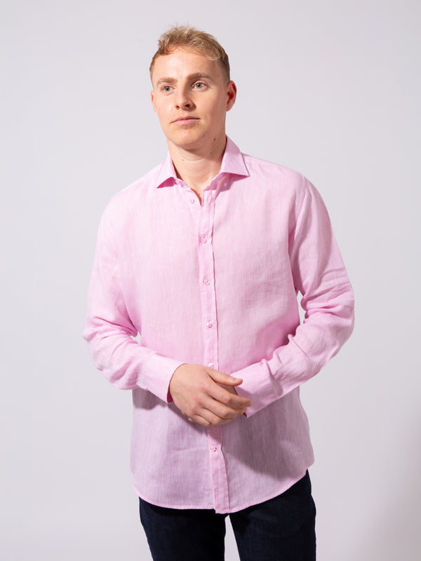 William David Orford Linen Plain Long Sleeve Shirt