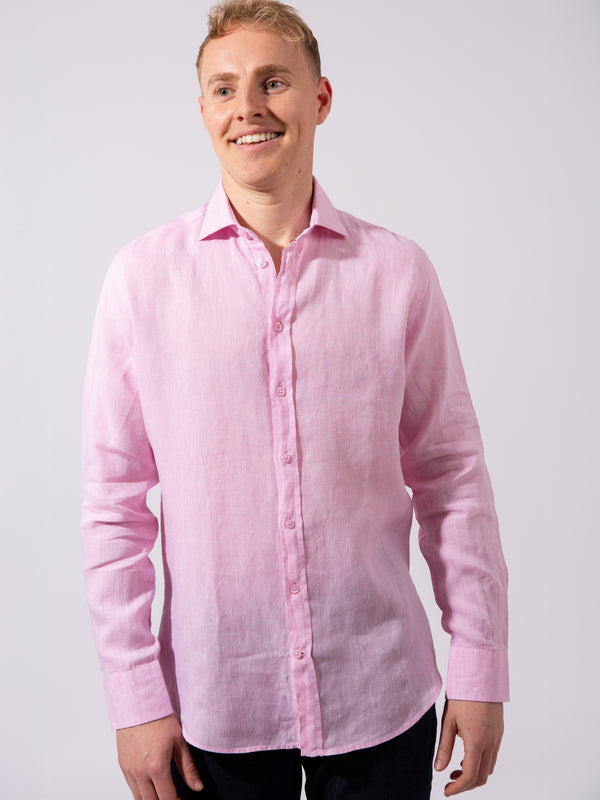 William David Orford Linen Plain Long Sleeve Shirt
