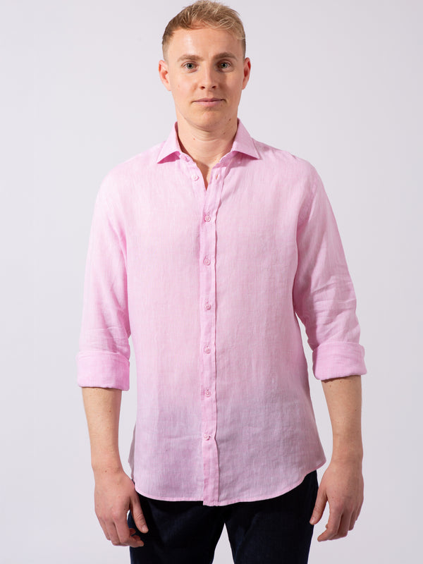 William David Orford Linen Plain Long Sleeve Shirt