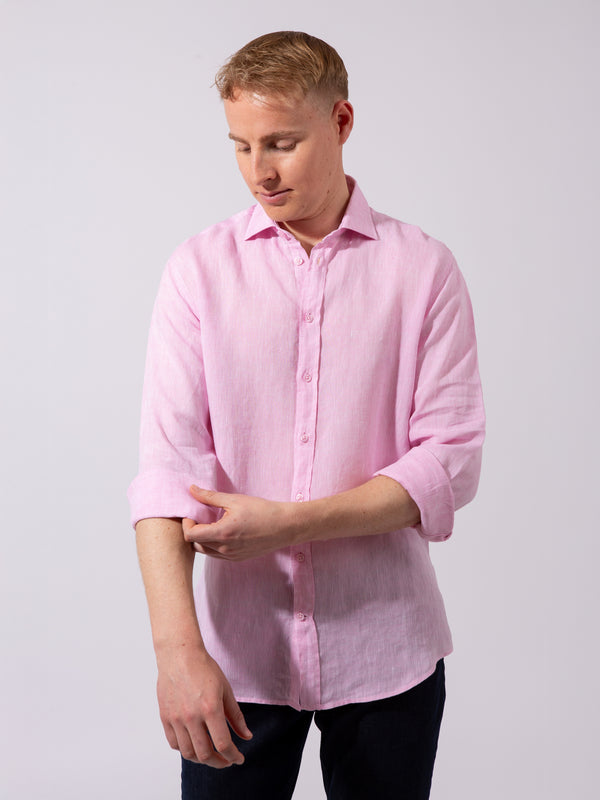 William David Orford Linen Plain Long Sleeve Shirt