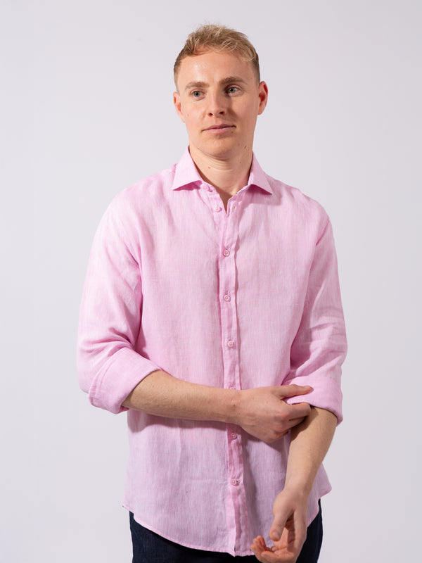 William David Orford Linen Plain Long Sleeve Shirt