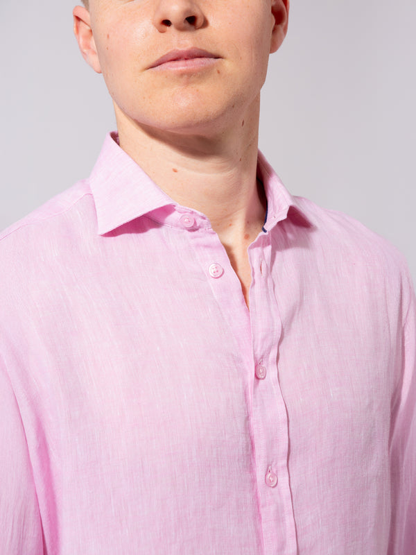 William David Orford Linen Plain Long Sleeve Shirt