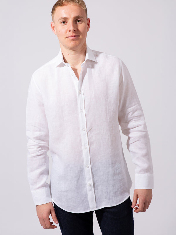 William David Orford Linen Plain Long Sleeve Shirt