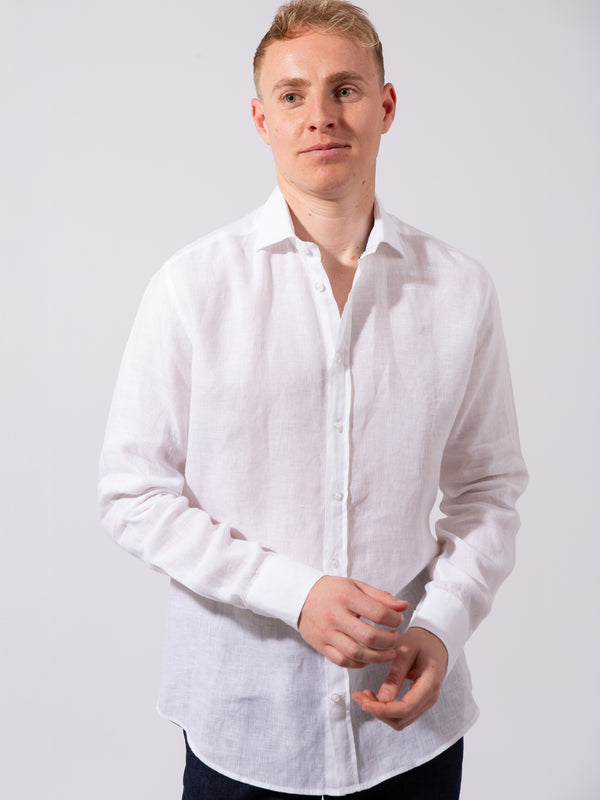William David Orford Linen Plain Long Sleeve Shirt
