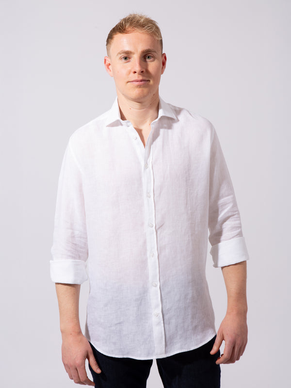 William David Orford Linen Plain Long Sleeve Shirt