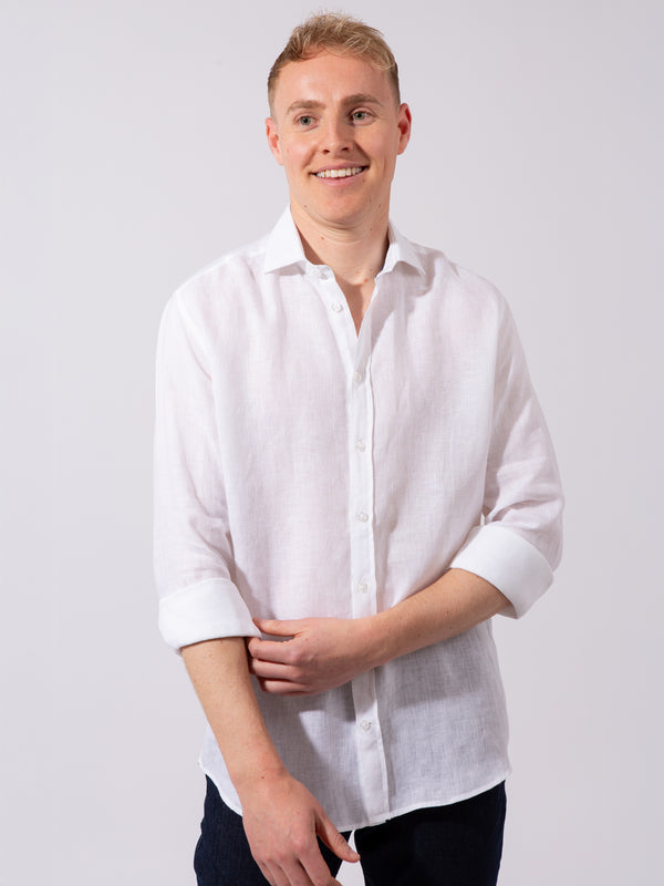 William David Orford Linen Plain Long Sleeve Shirt