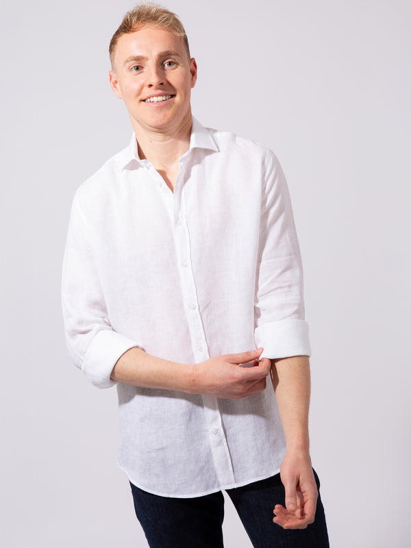 William David Orford Linen Plain Long Sleeve Shirt