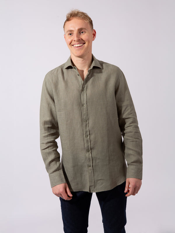 William David Orford Linen Plain Long Sleeve Shirt