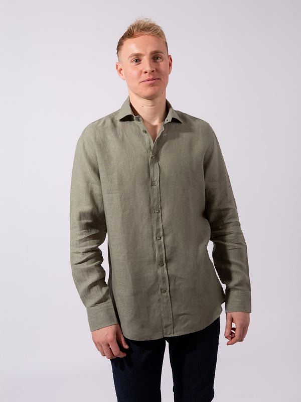 William David Orford Linen Plain Long Sleeve Shirt