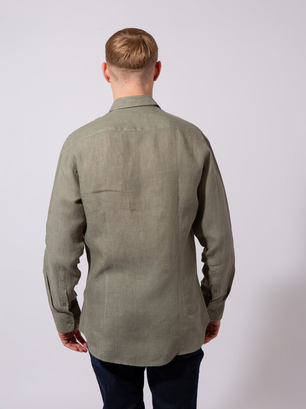 William David Orford Linen Plain Long Sleeve Shirt
