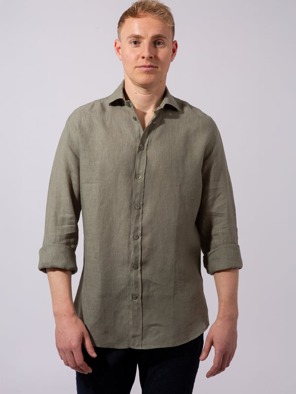 William David Orford Linen Plain Long Sleeve Shirt