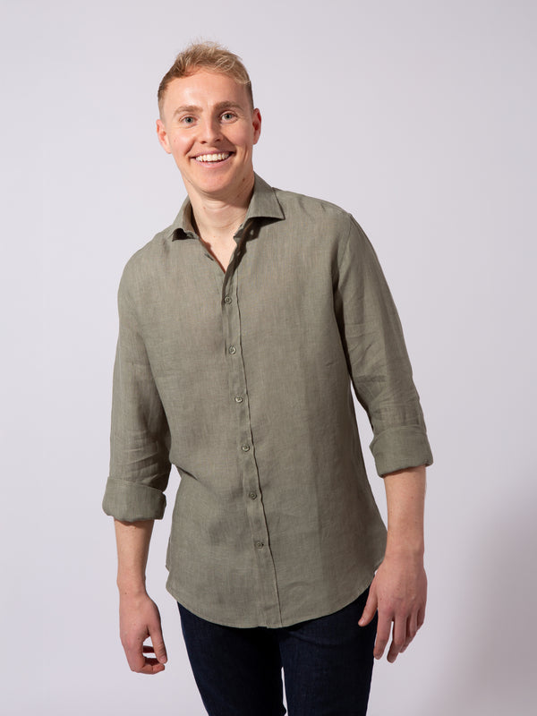 William David Orford Linen Plain Long Sleeve Shirt