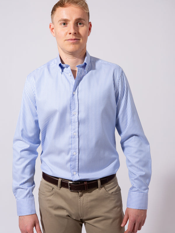 William David Southwold Non Iron Wide Stripe Oxford Shirt
