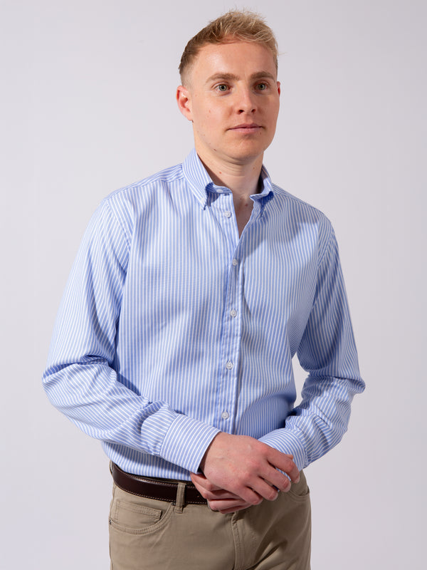 William David Southwold Non Iron Wide Stripe Oxford Shirt