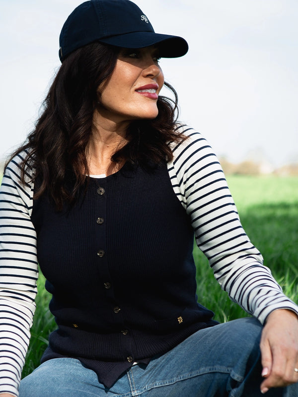 Holland Cooper Striped Grandad Top