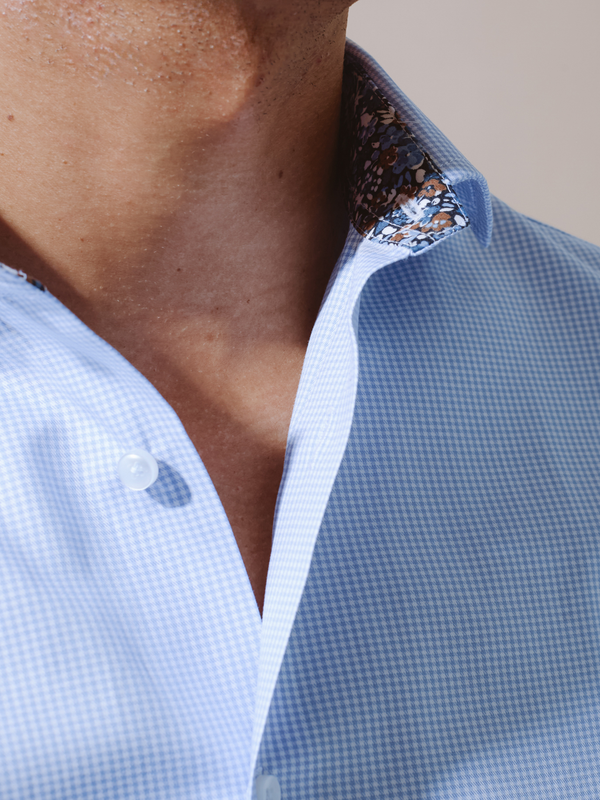 William David Long Sleeve Checked Formal Shirt With Trim