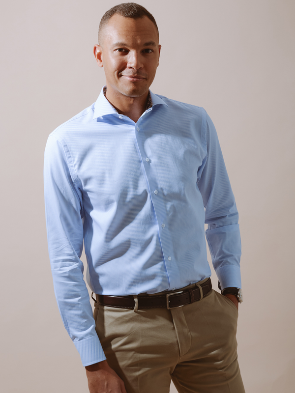 William David Long Sleeve Stripe Formal Shirt With Trim