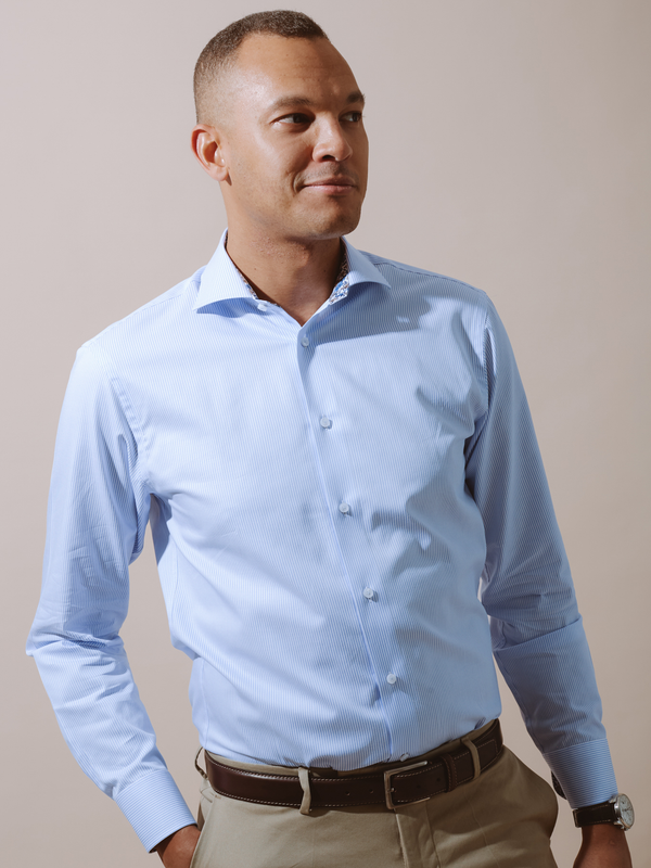 William David Long Sleeve Stripe Formal Shirt With Trim