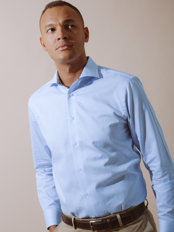 William David Long Sleeve Stripe Formal Shirt With Trim