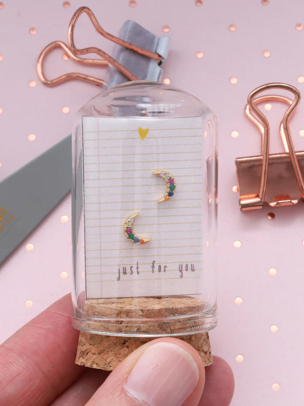 Attic Creations Little Note - Colourful Moon Earrings