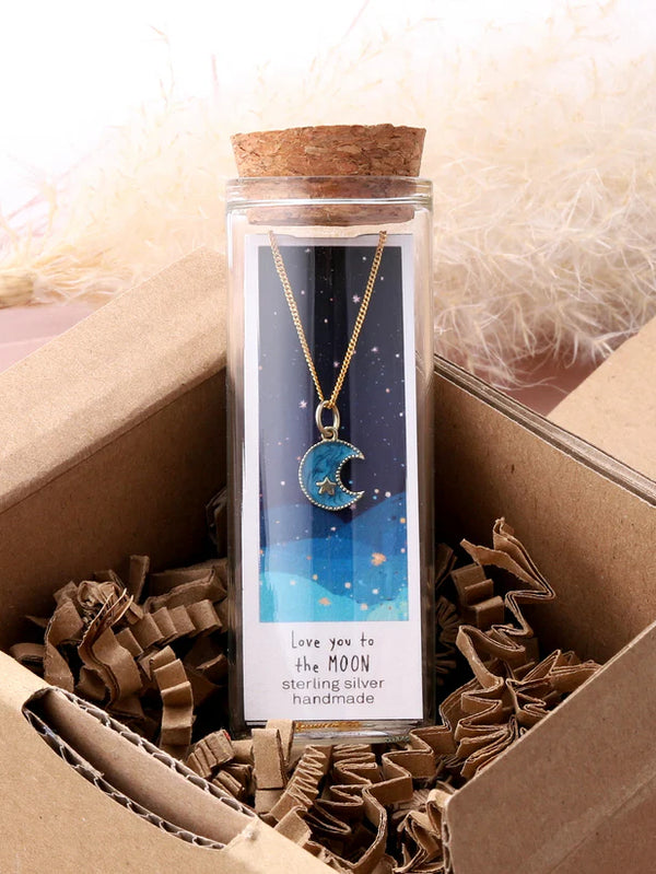 Attic Creations Love You To The Moon, Blue Moon Necklace