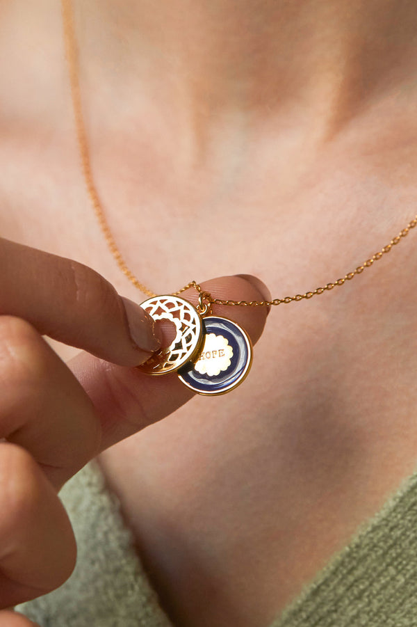 Estella Bartlett Blue Enamel Mandala Necklace