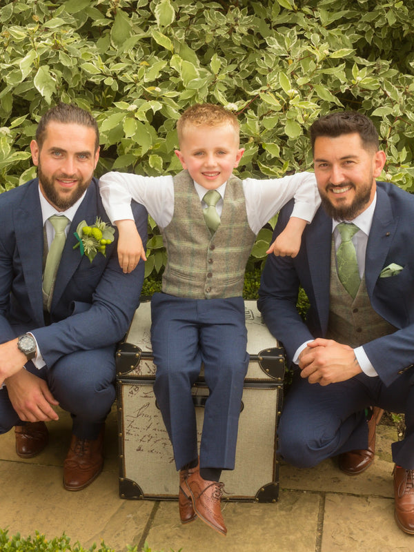 Wear Blue Check Wedding Suit for Men