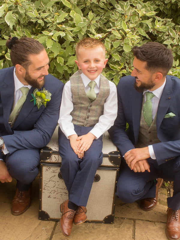 Wear Blue Check Wedding Suit for Boys