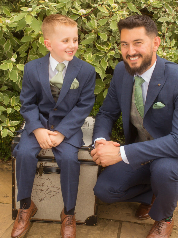 Wear Blue Check Wedding Suit for Boys