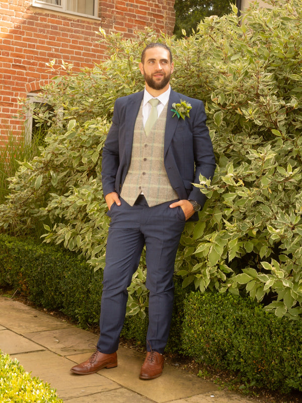 Wear Blue Check Wedding Suit