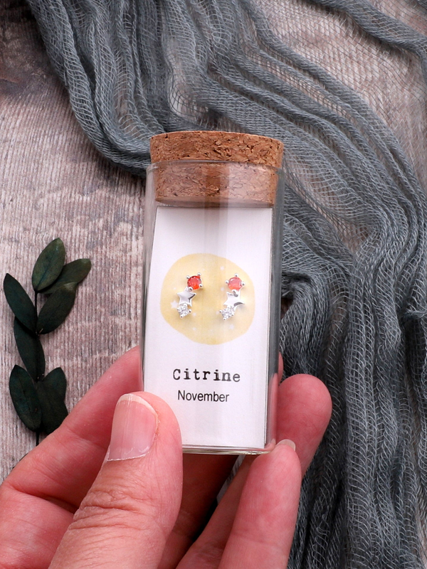 Attic Creations Birthstone With Star Design Earrings