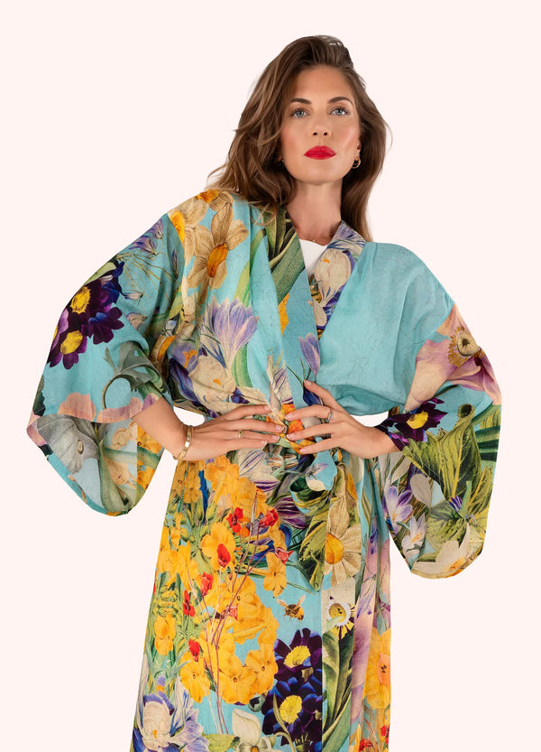 Powder Modal/cupro Long Kimono Gown