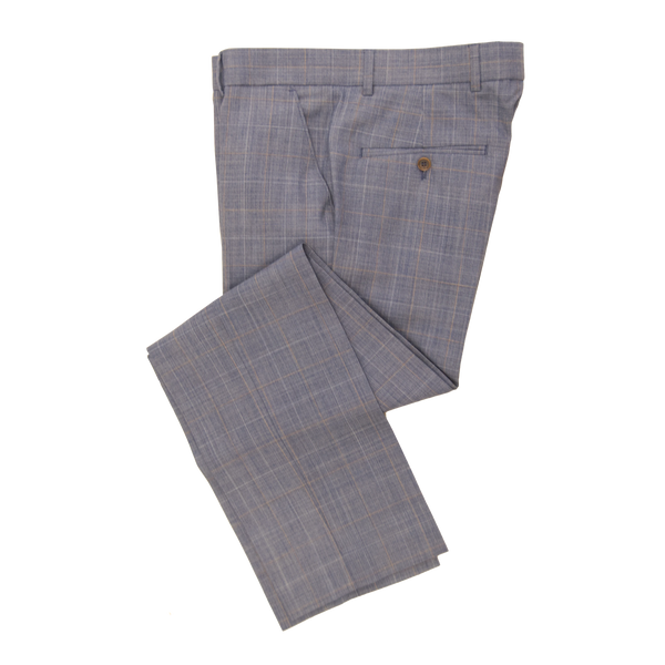 Coes Check Suit Trousers in Sky