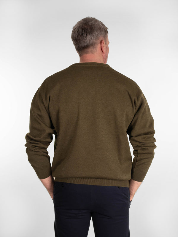 Franco Ponti V Neck Pullover in Moss
