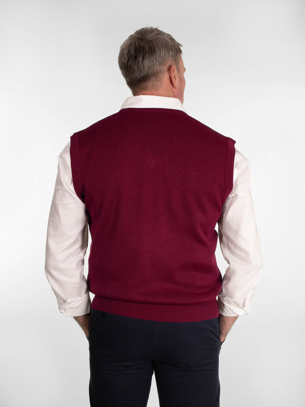 Franco Ponti V Neck Slipover in Deep Red
