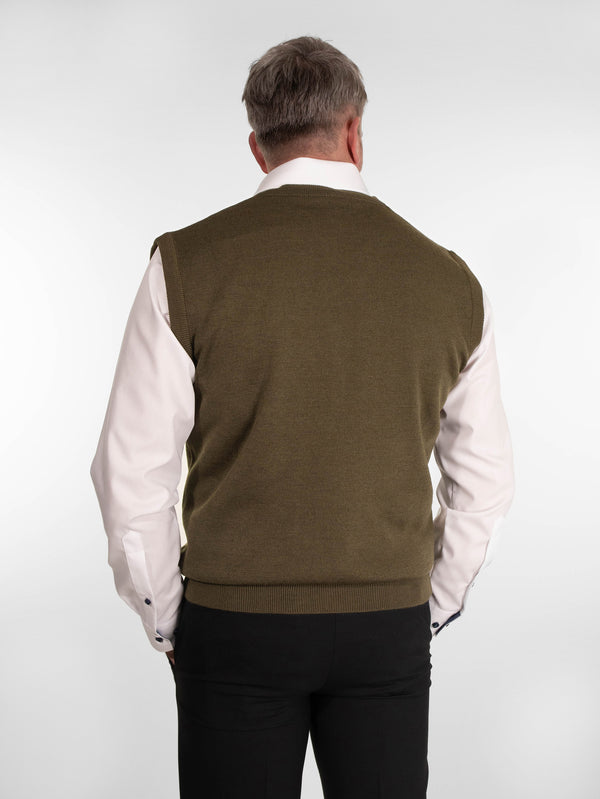 Franco Ponti V Neck Slipover in Moss